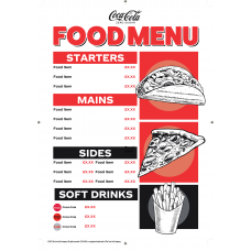 COKE LICENSED FOOD MENU RED/WHITE /BLACK